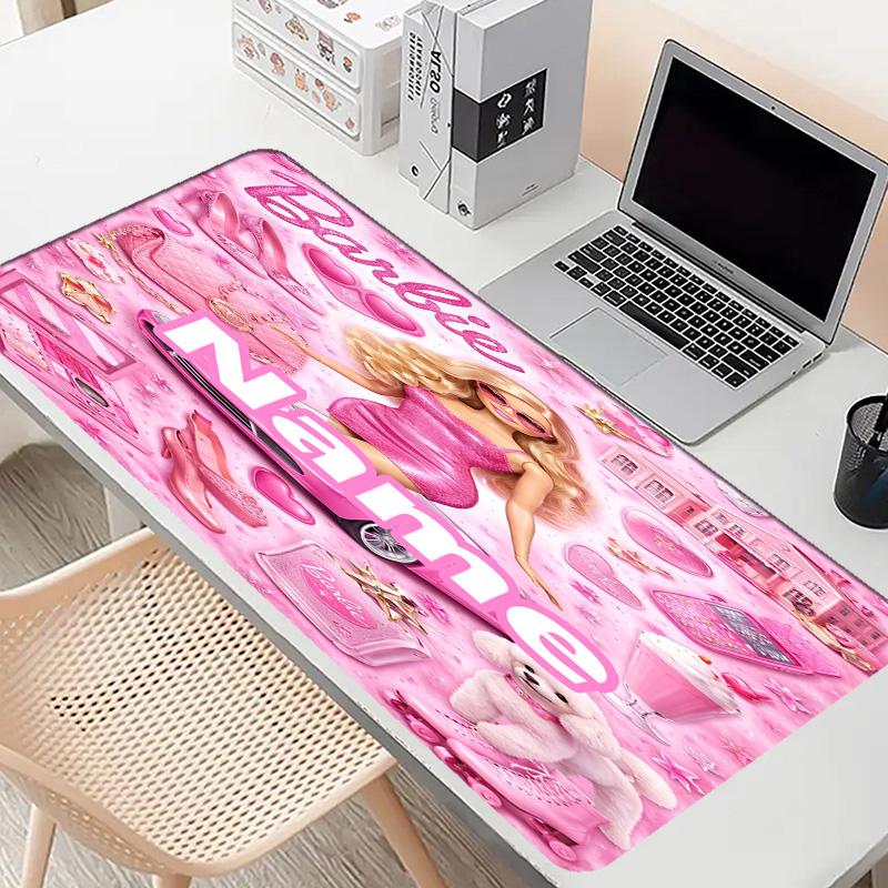 Custom Name Personalized Barbie Pattern Mousepad, Laptop PC Desk Mat, Decorative Desk Mat for Home Keyboard Pad Gift