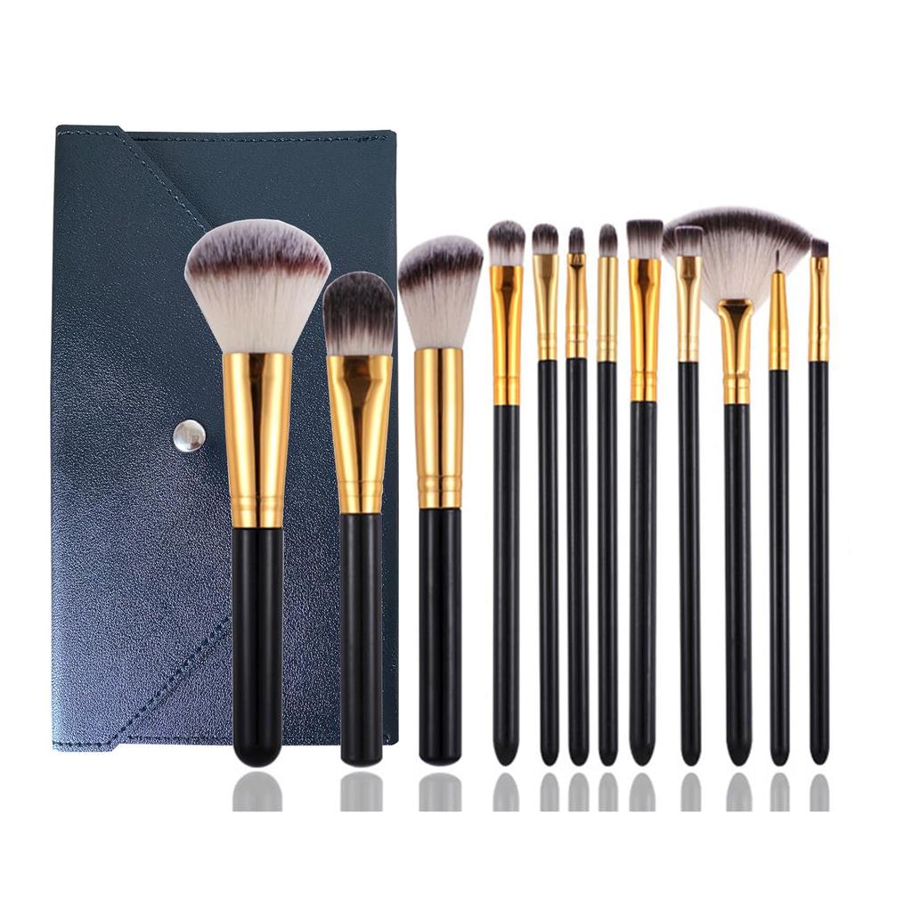 Derpilo Makeup Brush Popular Makeup Brush Set with Storage Premium Fiber Fluffy Powder Fantasizing Eyeshadow Face Makeup Tools 12-Piece Set, Pouch,