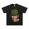 Herren Hip-Hop Kurzarm Streetwear Porträt Retro High-Street Locker Schwer reine Baumwolle Digitaler Direktdruck T-Shirt
