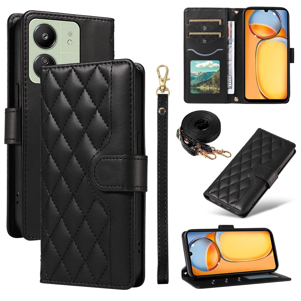 Crossbody Cards Solt Wallet Leather Case For Xiaomi Redmi Note 13 Pro Plus 13C 12 11 12T 11 POCO X6 5G 13T Lanyard Book Cover