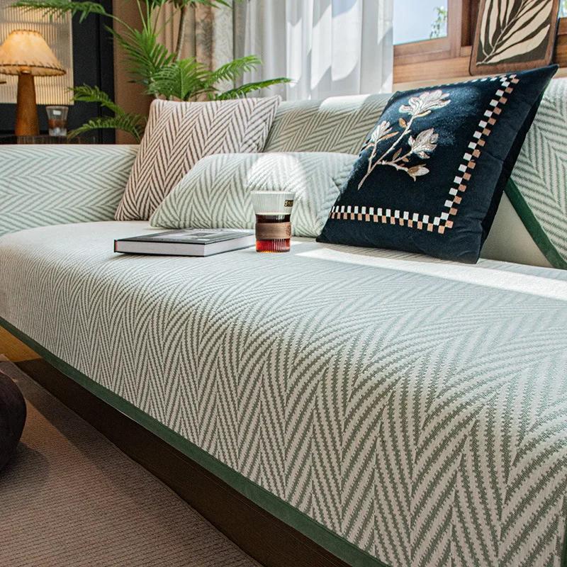 

Подушка для дивана с рисунком в виде рыбьей кости, зимняя утолщенная подушка из синели, нескользящий кожаный чехол для дивана, новый чехол, полотенце 70x70