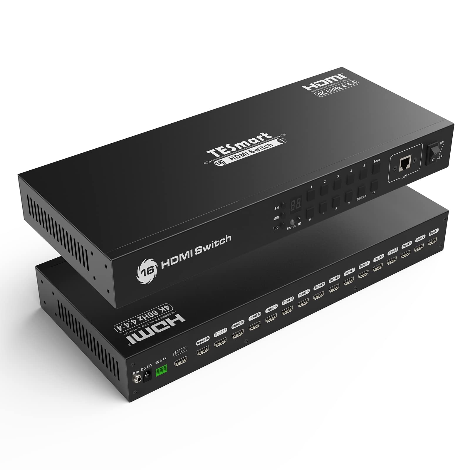 

TESmart HDMI Switcher 16 Input 1 Output Switcher 16 Ports For 16 Computers 1 Display HDMI Selector Switch Audio Separator EDID Function LAN Port Auto