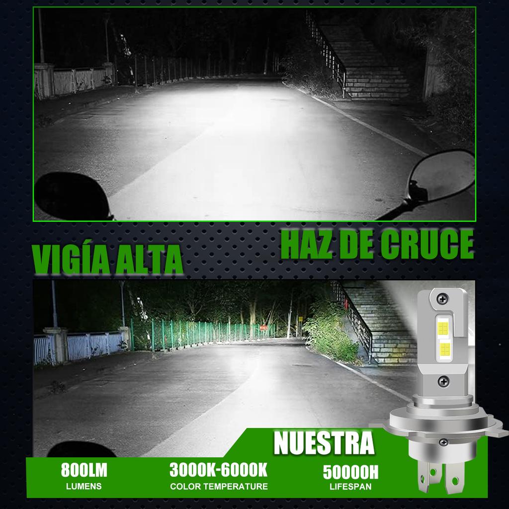 1Pcs H4 LED Moto Headlight Bulb 60W 6000LM Halogen Size Motorcycle Light Hi-Lo Beam Turbo Fan Super Bright 6000K 12V