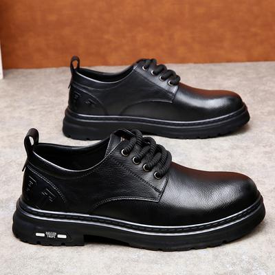 Frühlings Derby Schuhe Herren Low Top Martin Stiefel Britischer Stil Runde Spitze Big Head Schuhe Schwarz Werkzeugschuhe Plateau Lässige Lederschuhe
