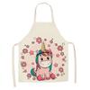 1Pcs Kitchen Apron Cartoon Unicorn Music Printed Cotton Linen Aprons for Women Men Cooking Accessories Delantal Cocina Mujer