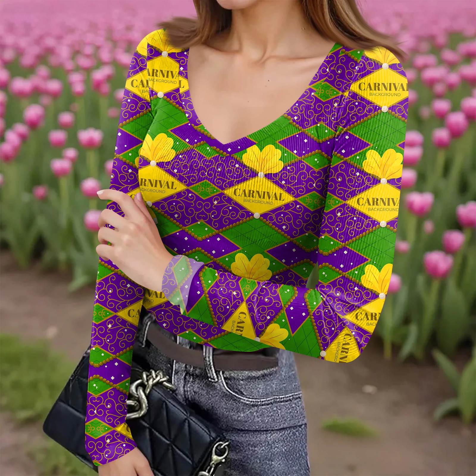 

Женская зимняя приталенная футболка-базовый слой, модный принт, V-образный вырез, пуловер, топ с длинным рукавом XL