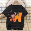 Dragon Ball Goku T-shirt Cotton Children A-Z Letter Tee Top Black Round Collar Clothing Boys Girl Summer Short Sleeve Kids