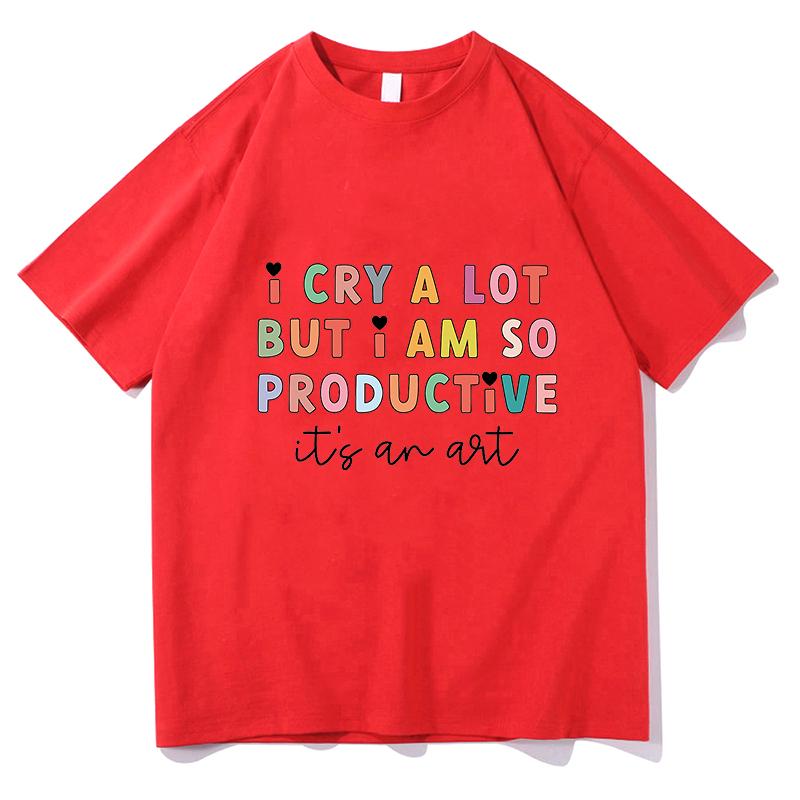 

Футболка TTPD Manga Graphic Я много плачу, но я такой продуктивный Футболка Женский милый топ Мужской с коротким рукавом Каваий Одежда для пары 3XL
