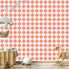 Wallpaper Basic Retro Check Coral, White, and Light Gray 50x1000