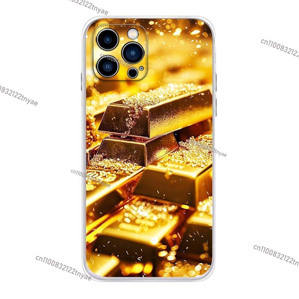 Money Gold Art Phone Case for iPhone 16,15,14,13,12,11 Pro,Max,17,Air,E,Mini Anti-Fingerprint Anti-Shock Rear Cover