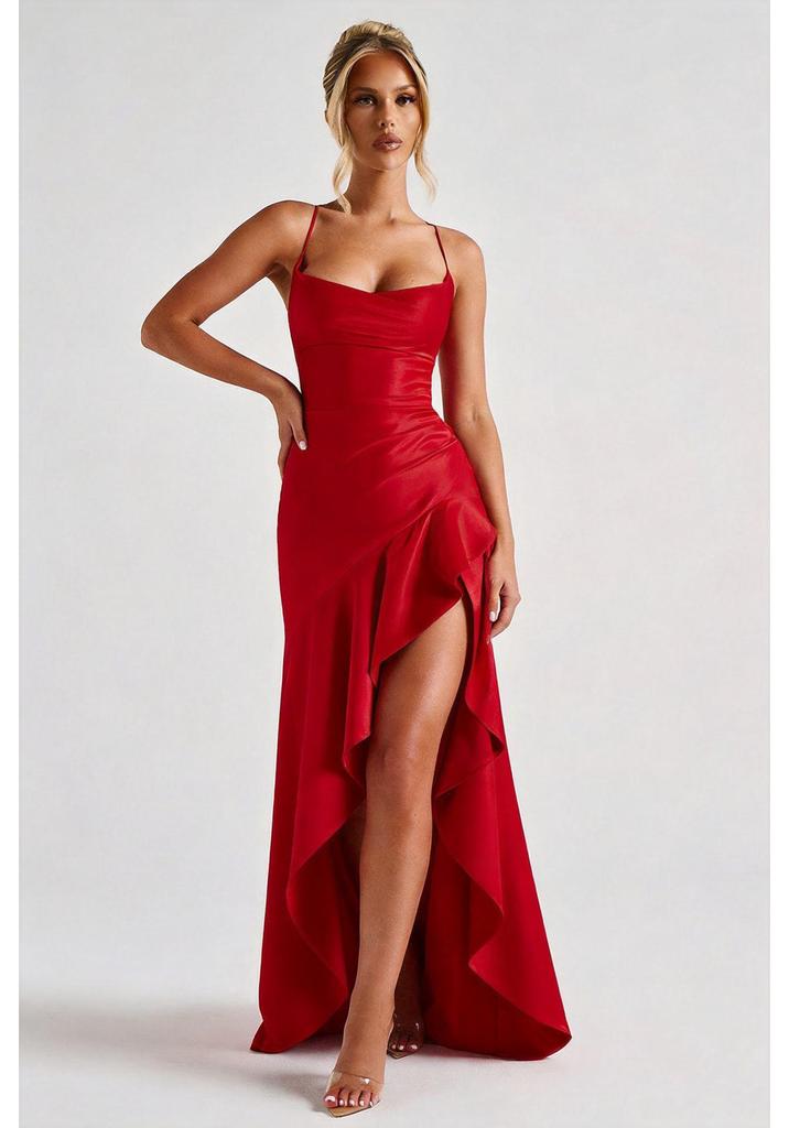 2026 Sexy Women's Spaghetti Strap Backless Ruffle Dress