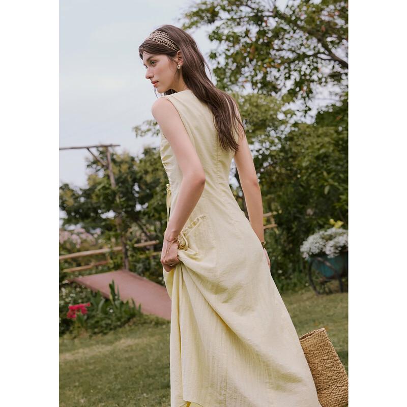 Mishow Women's Drawstring Sleeveless Maxi Dress