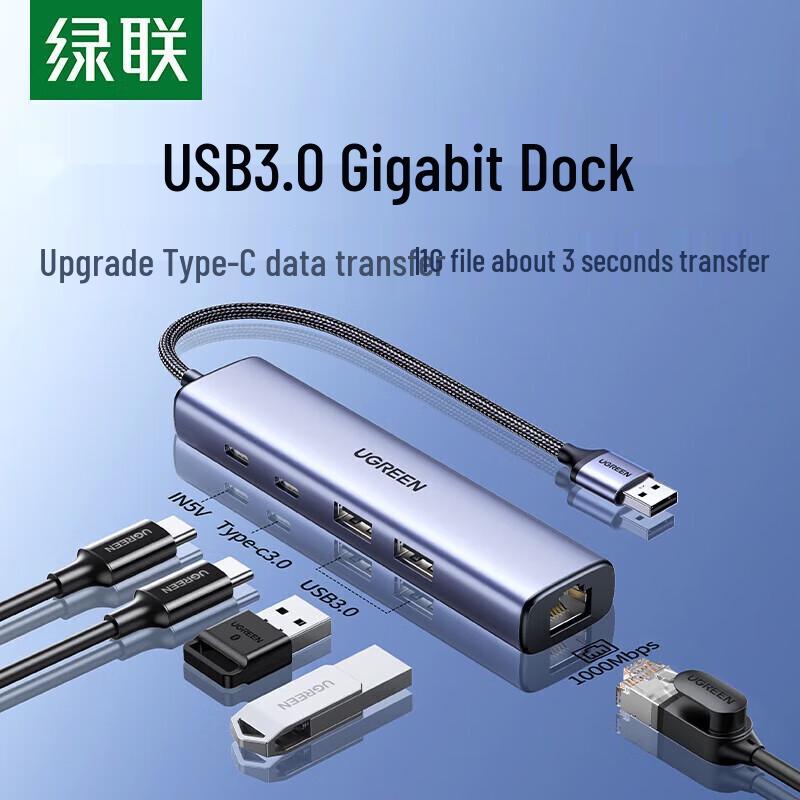 Адаптер UGREEN USB 3.0 к Gigabit Ethernet с портом Type-C (Китайская версия)