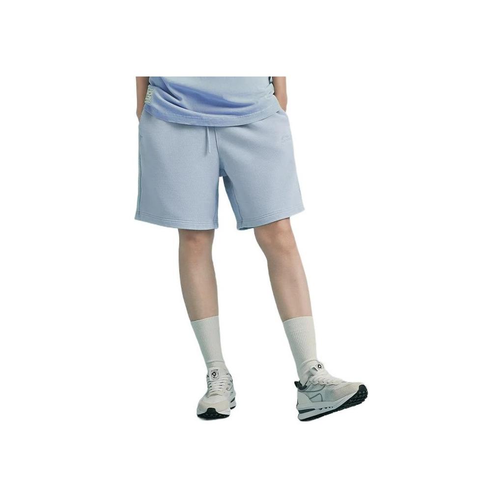 Lining Sports Life Solid Color Logo Embroidery Elastic Waist Casual Shorts Men Bottoms Blue AKSS315-8