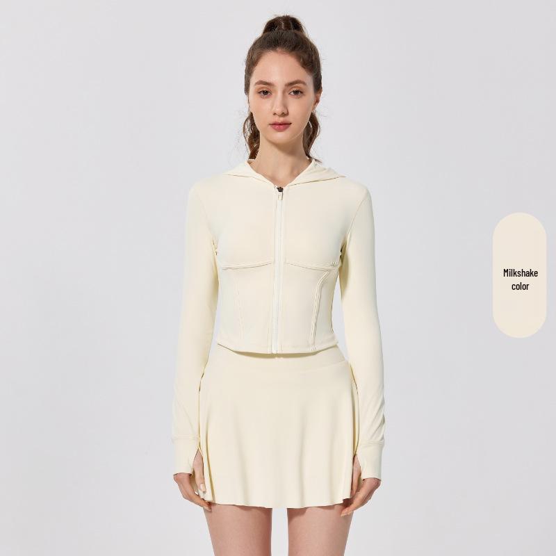 

Женская приталенная куртка с капюшоном и длинными рукавами для йоги, бега, фитнеса и велоспорта S