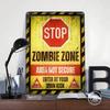 Zombie Zone Warning Sign Printed Poster Customized Wall Art Retro Vintage Metal Tin Signs for Gamer Decoration Room Home Decor