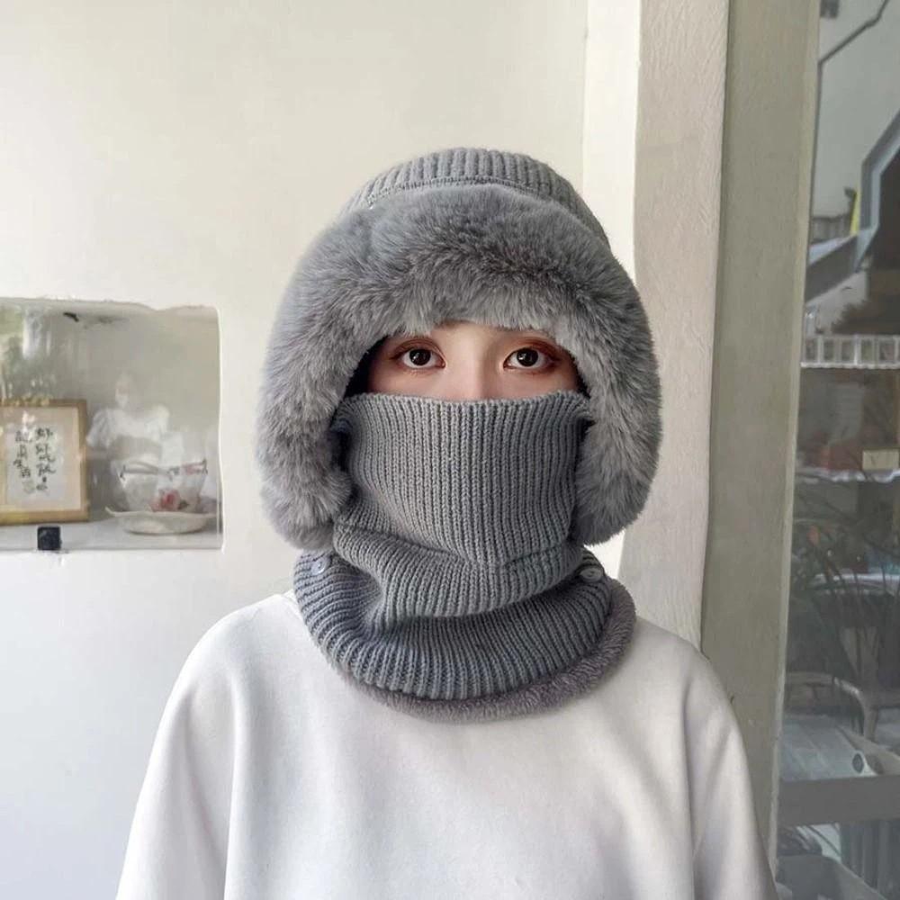 Windproof 2in1 Scarf Hat Thicken Warm Balaclavas Hat Fashion Winter Cap Mask Set Outdoor