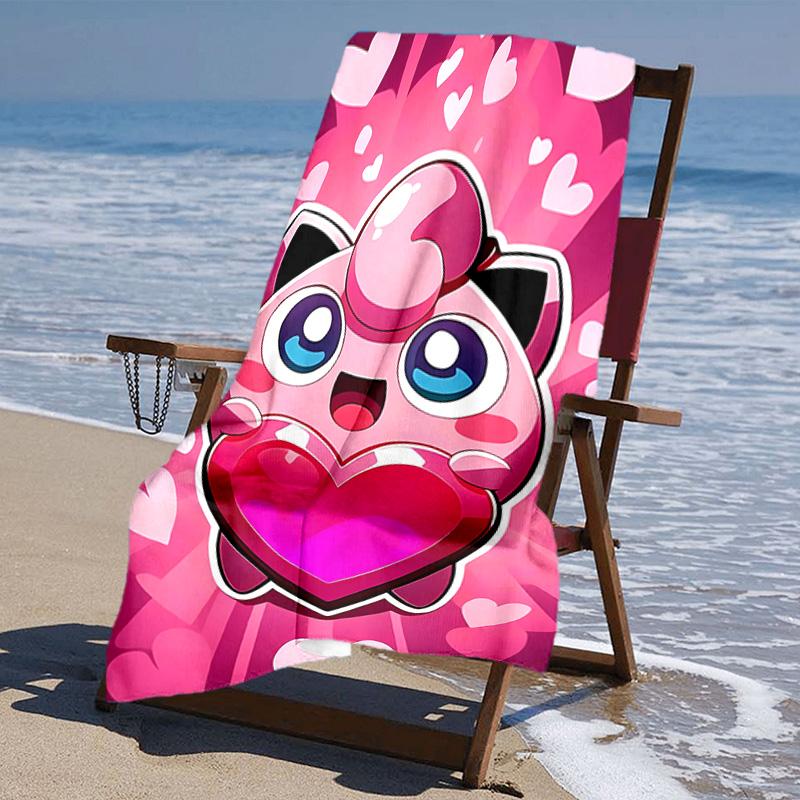 proof beach towel with Pokémon pattern - soft,absorbent,quick-drying,machine washable - perfect for swimming,camping,bathing