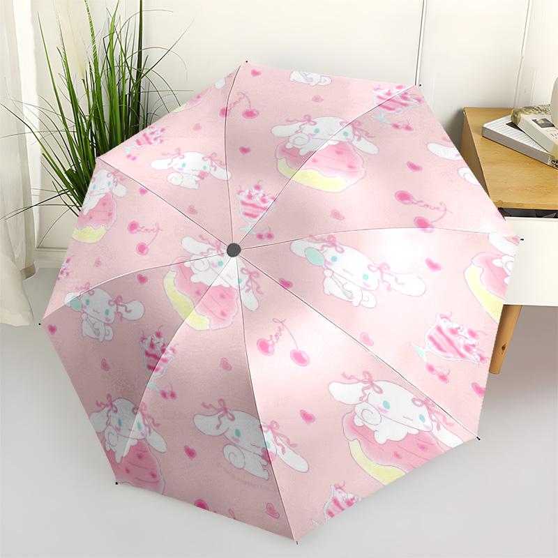 1pc Sanrio Umbrella Portable Folding Umbrella Iron Frame Hole Bone Structure Outdoor Home Umbrella