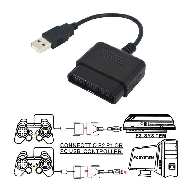 for Sony PlayStation PS2 USB Cable to PS3 Gamepad Convert Cable Console PC USB Extend Line Game Player Controller Adapter