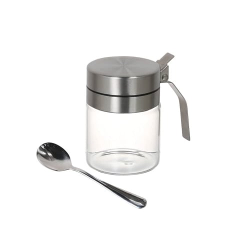 Dulton Spice Jar with Spoon, 300ml, Create Delicious Seasonings with Spoon, One-Touch Lid, Condiment Storage Container, Kitchen, Height 117mm, Width 1