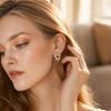 Flower Stud Earrings for Women, Zircon with Colored Border, Everyday Jewelry