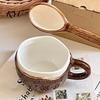 Bicchieri Decorativi da Cucina Vintage Guscio di Cocco Tazza in Ceramica, Tazza da Caffè Irregolare Fatta a Mano con Cucchiaino, Tazza Smaltata Facile da Pulire Texture Rustica