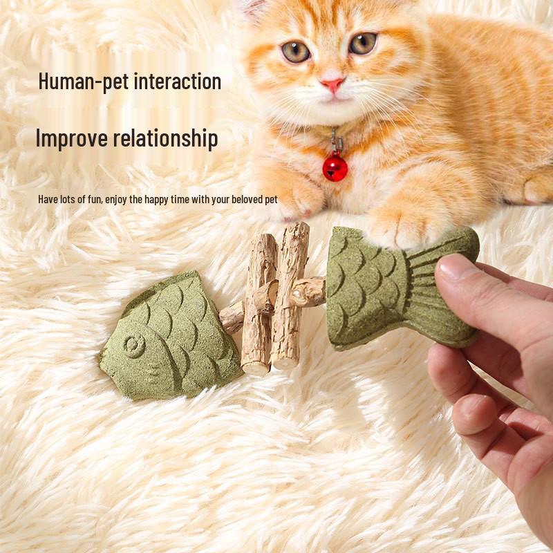 Catnip Fish Bone Chew Stick: Interactive Cat Teaser and Teeth Cleaner.