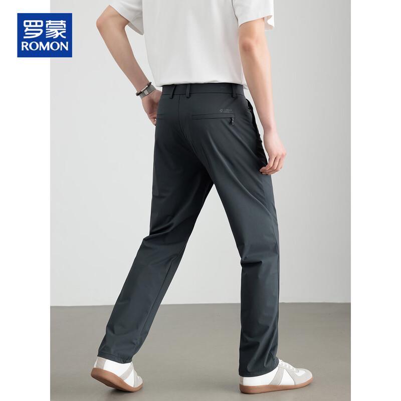 ROMON Men's Straight-Leg Ice Silk Casual Business Pants