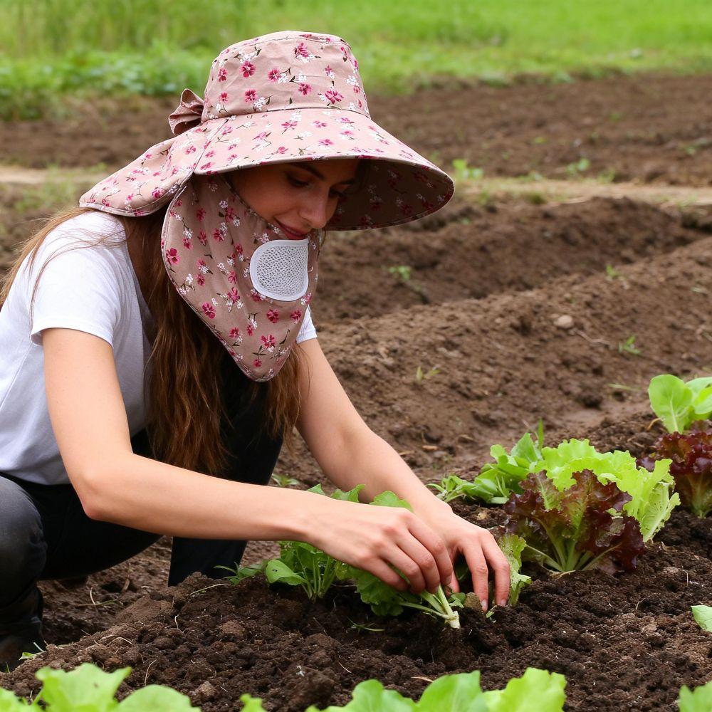 Wide Brim Face Hood Hat Mesh Breathable Sunscreen Hat Fashion Agricultural Work Cap  Summer