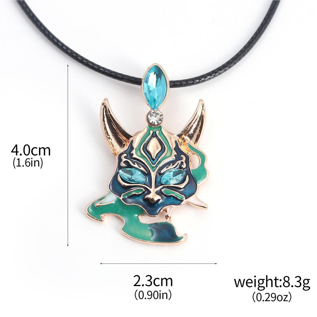 Anime Games Genshin Impact Xiao Cosplay Necklace Key Chain Unisex Punk Mask Pendant Choker Jewelry Accessories