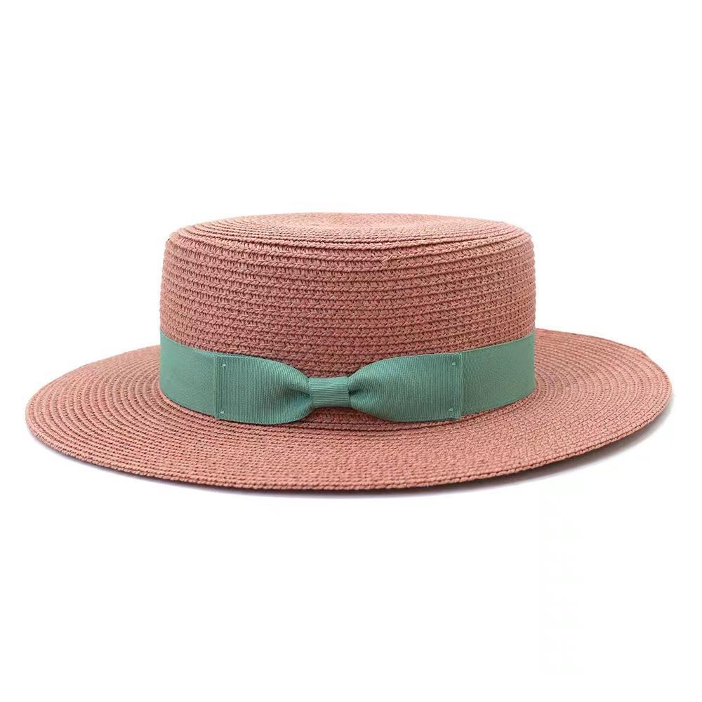 Men and women's new outdoor seaside sunshade bow big eaves flat top straw hat beach stage top hat