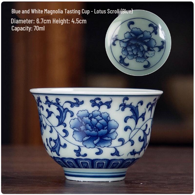 Zebian Retro Blue and White Ceramic Kung Fu Tea Cup