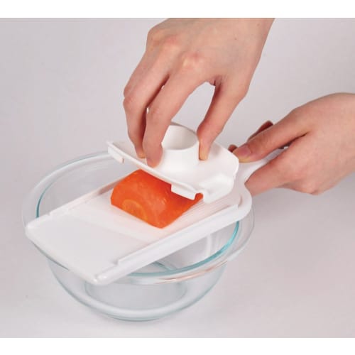 Pearl Metal Aitsuke Tools Ceramic Slicer with Safety Holder, White, C-8436