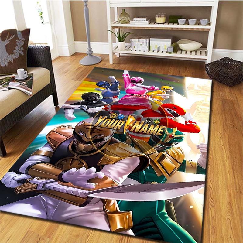 Power Rangers Adventure Custom Name Carpet Rug For Living Room Bedroom Home Sofa Decoration Kids Play Nonslip Floor Mat