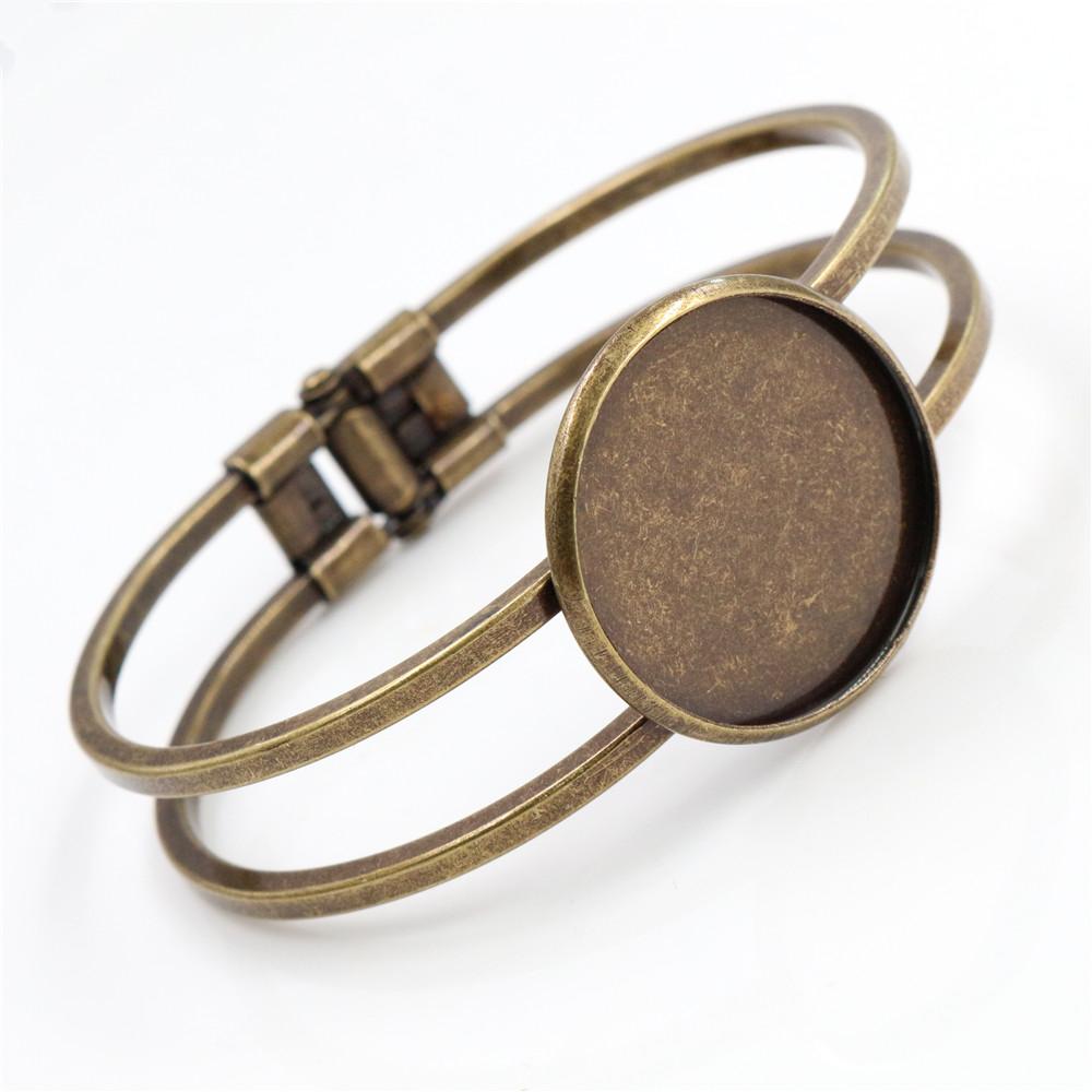 Hohe Qualität 20mm 25mm 7 Farben Vergoldete Armreif Basis Armband Rohling Schmuckzubehör Schale Fassung Cabochon Cameo
