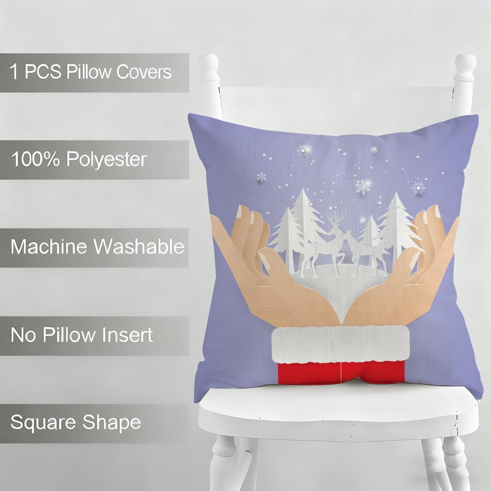 Niedlicher Weihnachts-Kissenbezug Haushaltsdekoration Leinen Sofa-Kissenbezug: Hautfreundlich & Atmungsaktiv Mit Unsichtbarem Reißverschluss