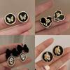 Silver Needle Retro Diamond Pearl Bow Flower Earrings French Premium Temperament Stud Earrings Fashion Earrings