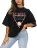 Damen Vintage T-Shirt Atlanta Baseball Buchstaben Grafik Shirt Kurzarm Oversized Lockerer Schnitt Sommer Lässige T-Shirts Tops