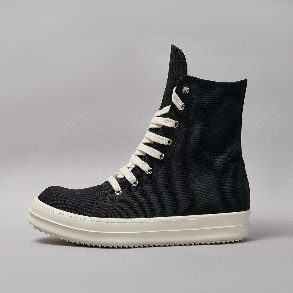 R-o Retro Black Canvas Boots Men Casual Shoes Women Sneaker Classic Design High Top Shoe Lace Up Zipper Ankle Boot Sneakers