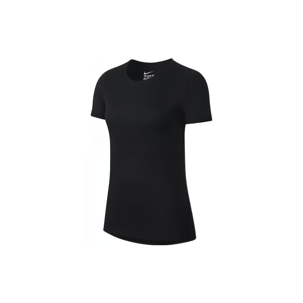 Nike Solid Color Crew Neck Short Sleeve T-Shirt Women Tops Black 836327-010