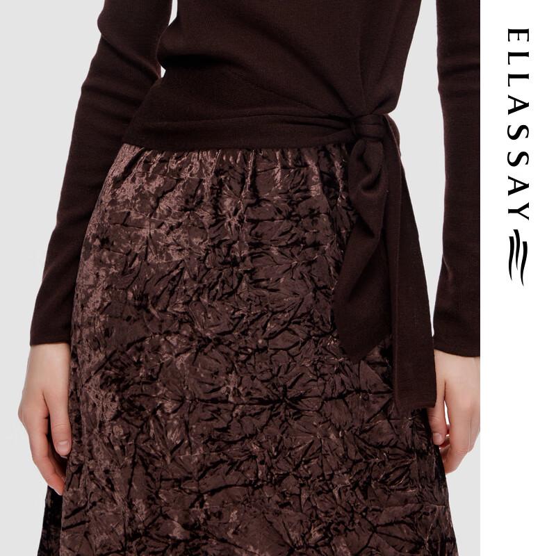 ELLASSAY Women's Velvet Pleated A-Line Midi Skirt