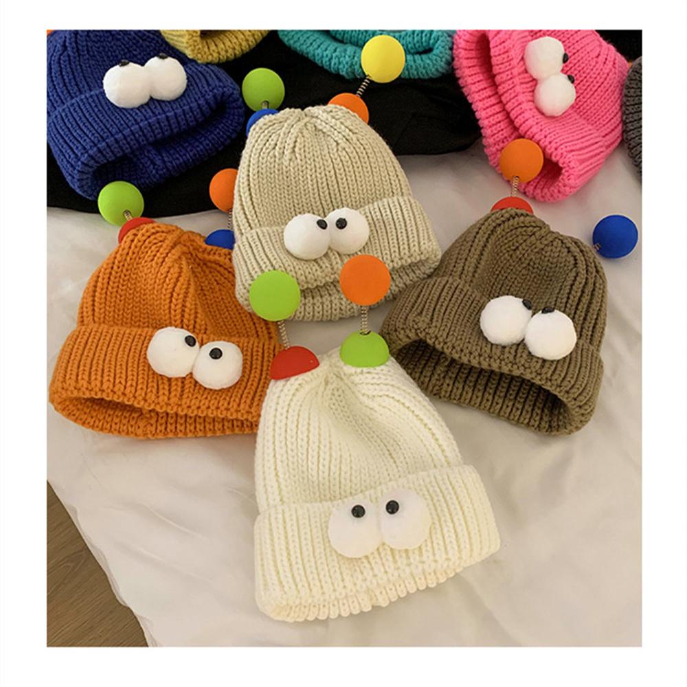 Big Eyes Woolen Hat Winter Warm Funny Short Thread Hip Hop Beanies Hat Women Men Boys Girls Elastic Knitted Skull Cap Headwear