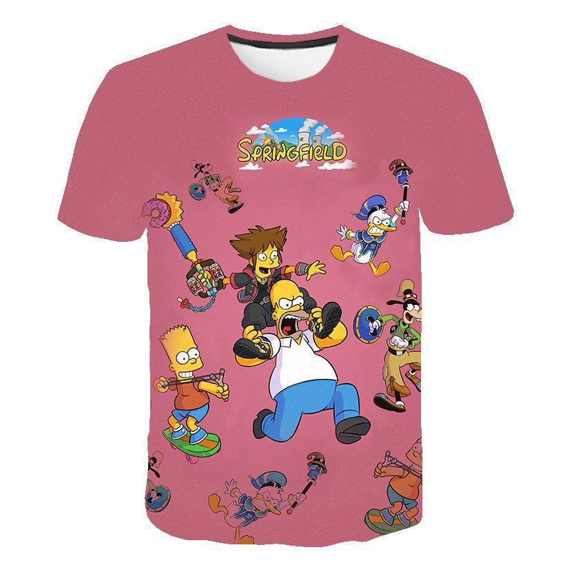 Summer Children's New Fashionable Digital Simpson Comfortable Loose Short Sleeve Printed T-shirt