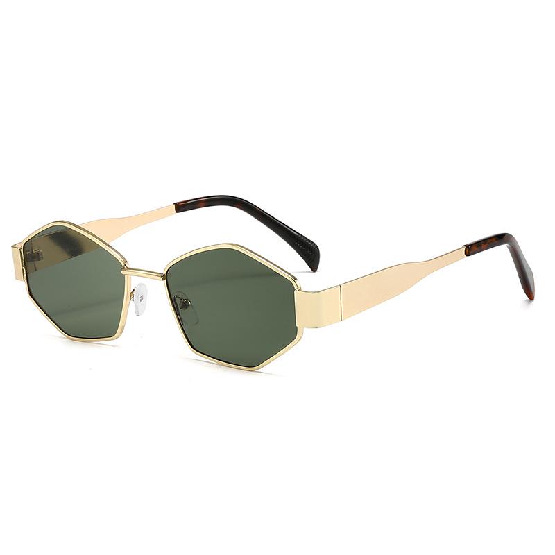 Arc De Triomphe Polygon Sunglasses: Fashionable Metal Frame Rhombus Shades