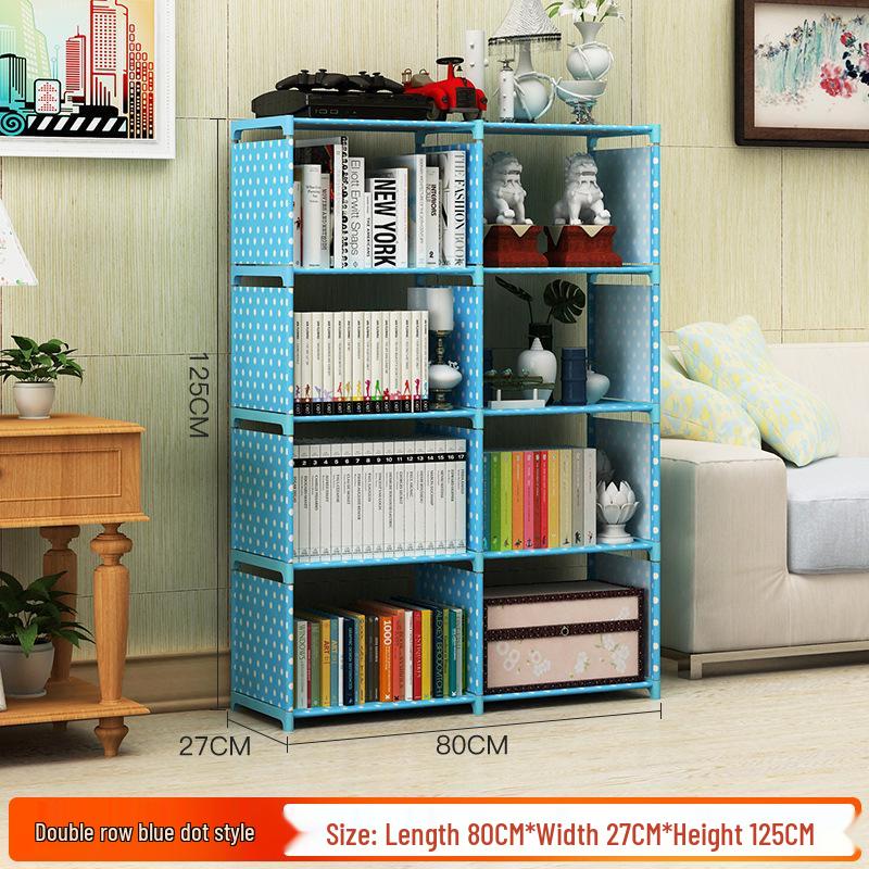 Large Combination Bookshelf: Floor-Standing Storage Rack with Desktop Steel Pipe Shelves for Kids