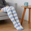 Warm Winter Sleep Socks Striped Plush for Women, Coral Fleece Thermal Socks, Soft Thickened Velvet Knee High Stockings, Sleeping Home And Casual Wear