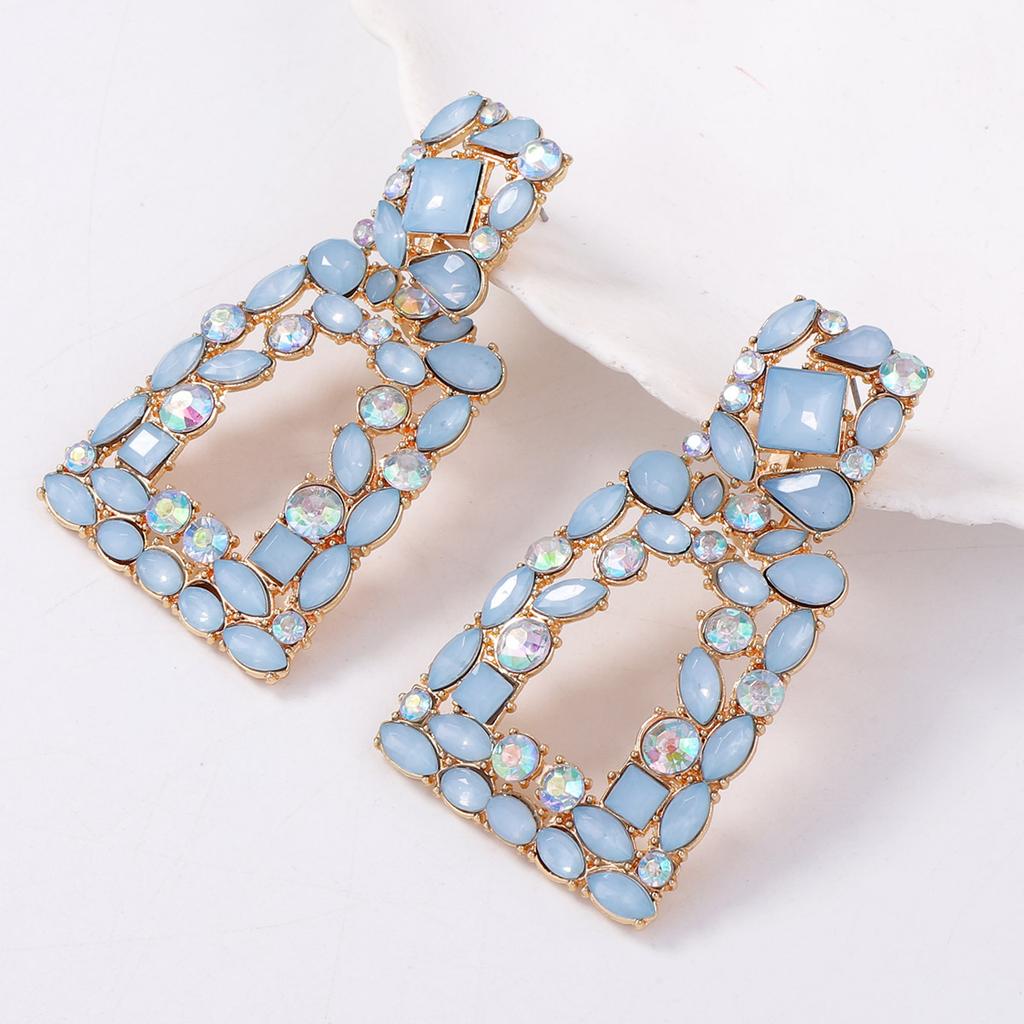 Geometric square diamond-set party niche fashion trend versatile temperament earrings earrings