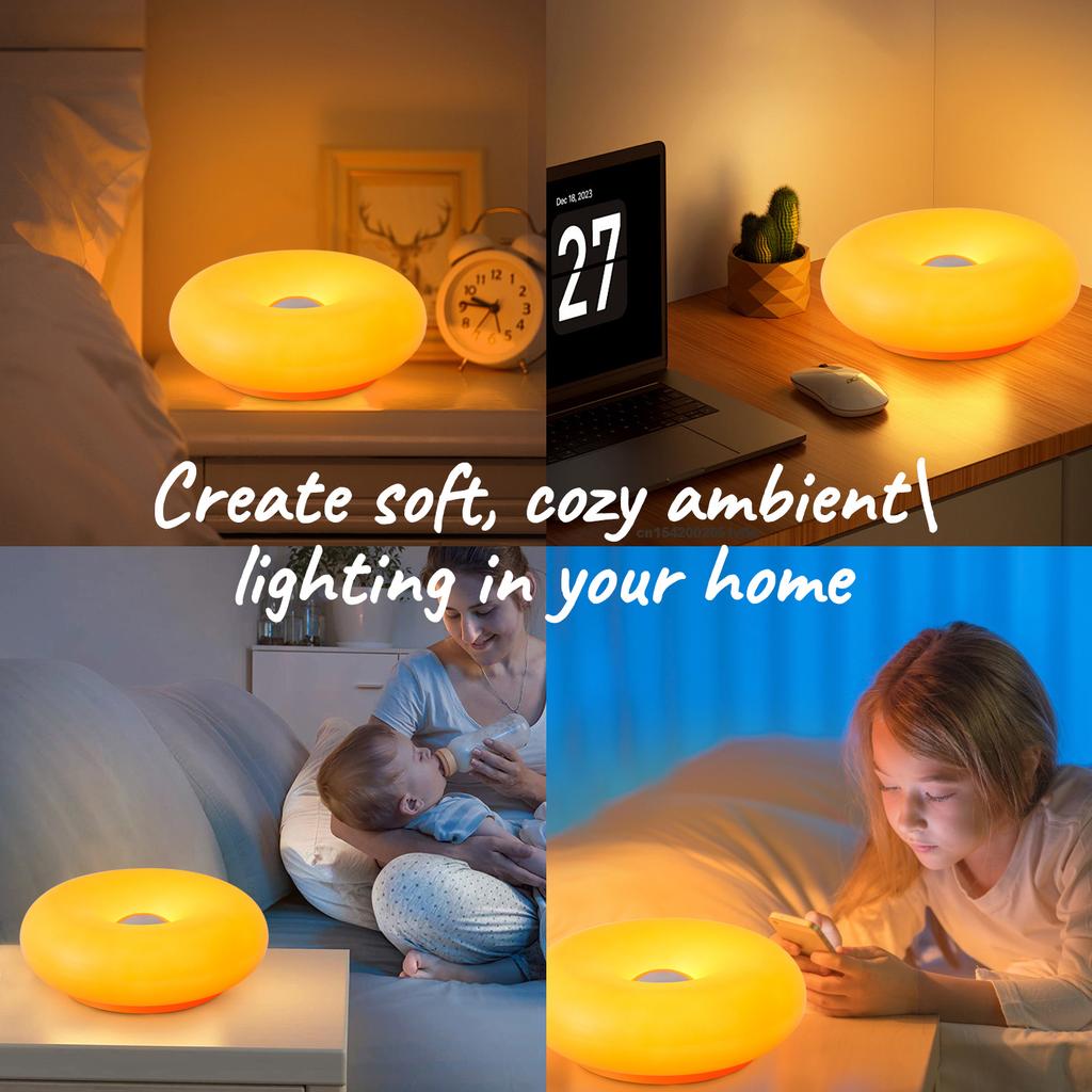 Bauhaus Donut Shaped Table Lamp USB Plug for Bedroom Bedside Living Room Dining Room Decor Ambient Light Not Glass