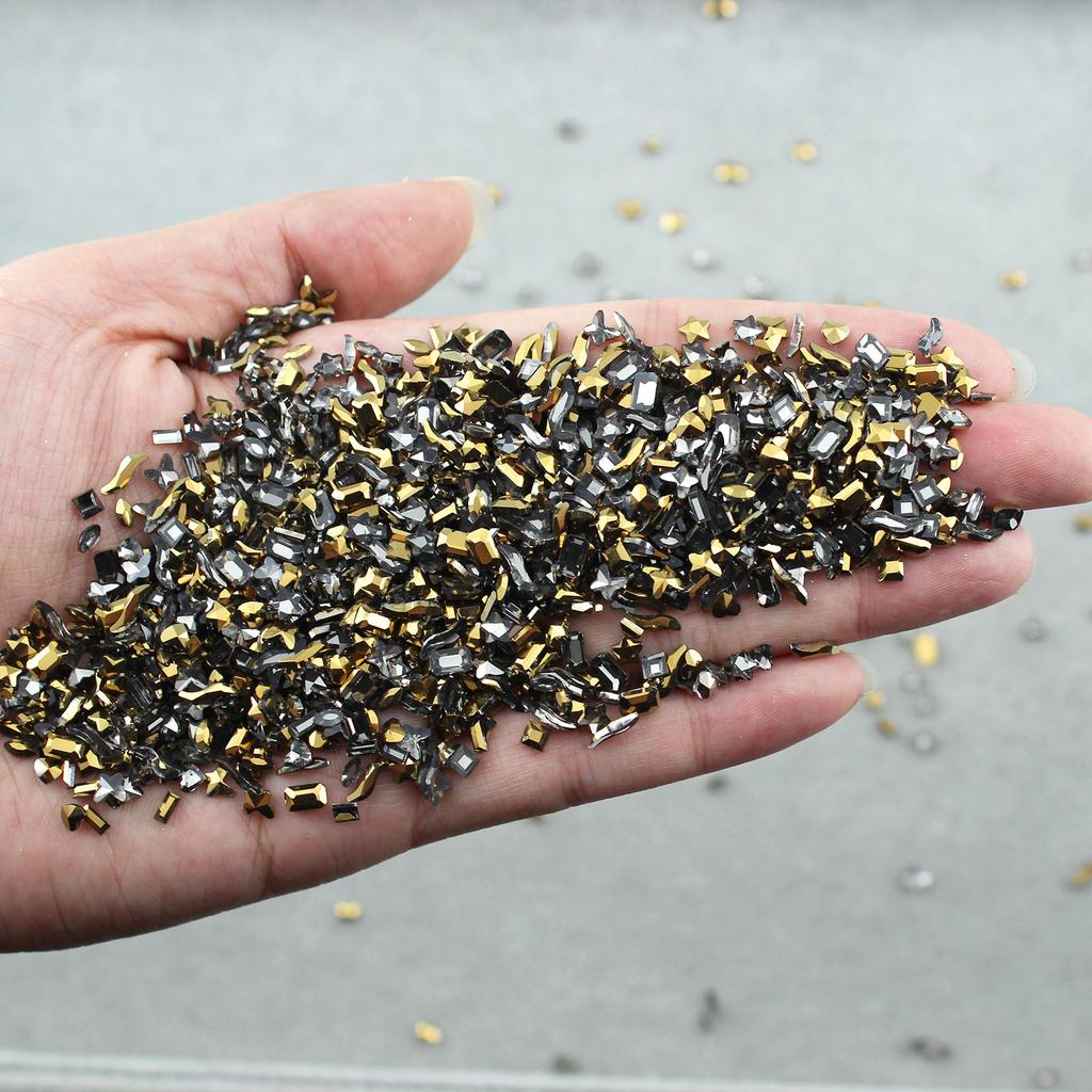 Yiwu Nail Art Diamond Mixed Mini Small Nail Art Flat Bottom Special-Shaped Diamond Mixed K9 Champagne Nail Art Jewelry